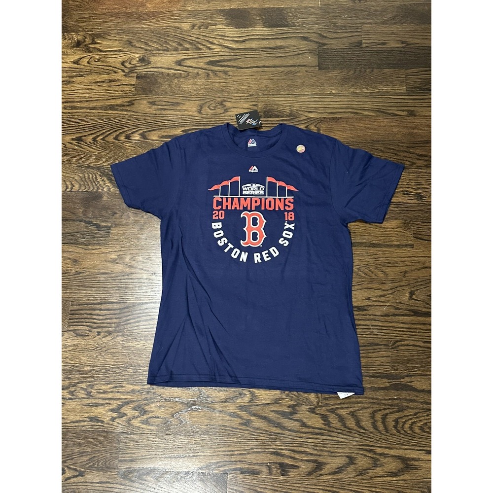 Majestic 2018 Team Roster Red Sox World Champ Shirt Blue Mens Large Shirt New